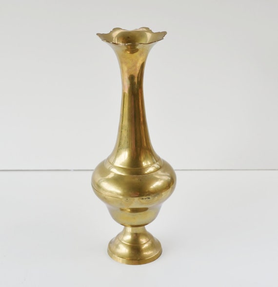 Vintage Brass Vase Tall Brass Vase
