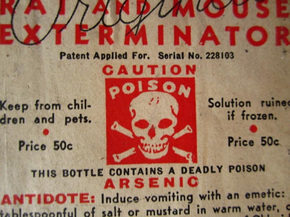 Vintage 1940's Rat Poison Bottle Labels... Collection by Lovalon