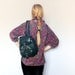Vintage Vegan Backpack 90s Grunge Bohemian Chic Forest Green Glossy Faux Leather Rucksack Handbag