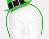 READY TO SHIP: Lucky Leprechaun Mini Top Hat Headband - Green - Fits toddler to adult - Cutie Patootie Designz Il_170x135