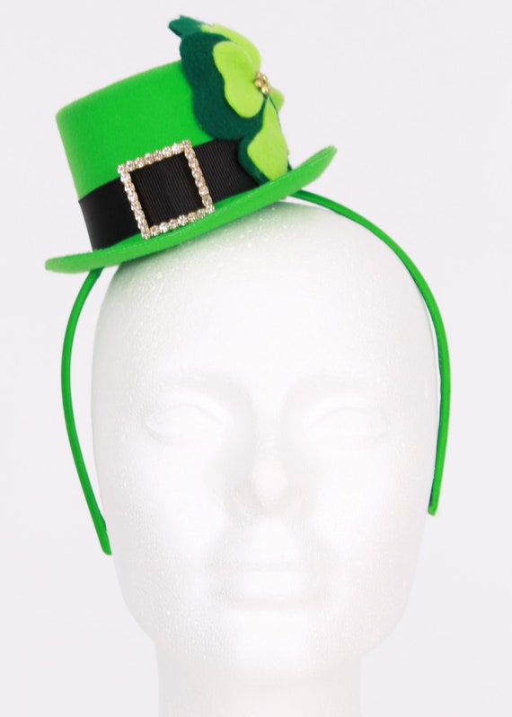 READY TO SHIP: Lucky Leprechaun Mini Top Hat Headband - Green - Fits ...