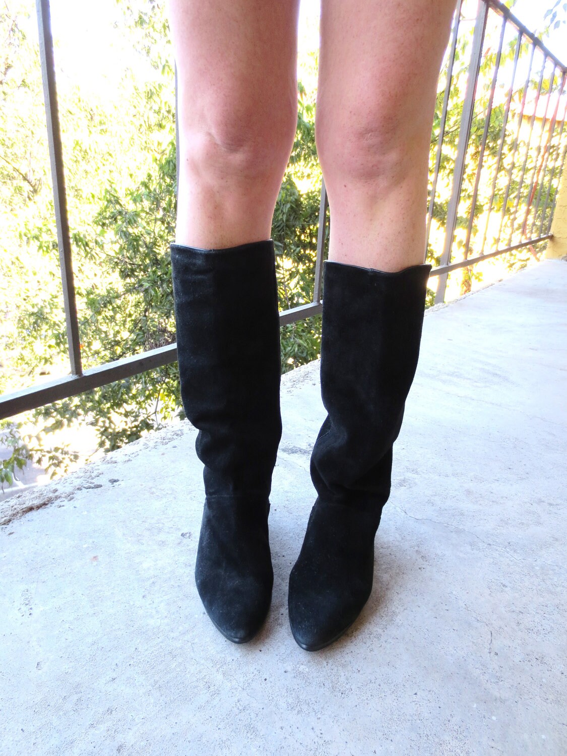 heel soles red boots black high with Suede Slouch Calf 80s High StarStampedeVintage Black Rad Boots by
