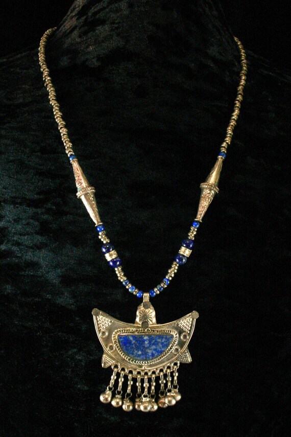 Moroccan Jewelry Lapis Necklace Ethnic Jewelry Vintage