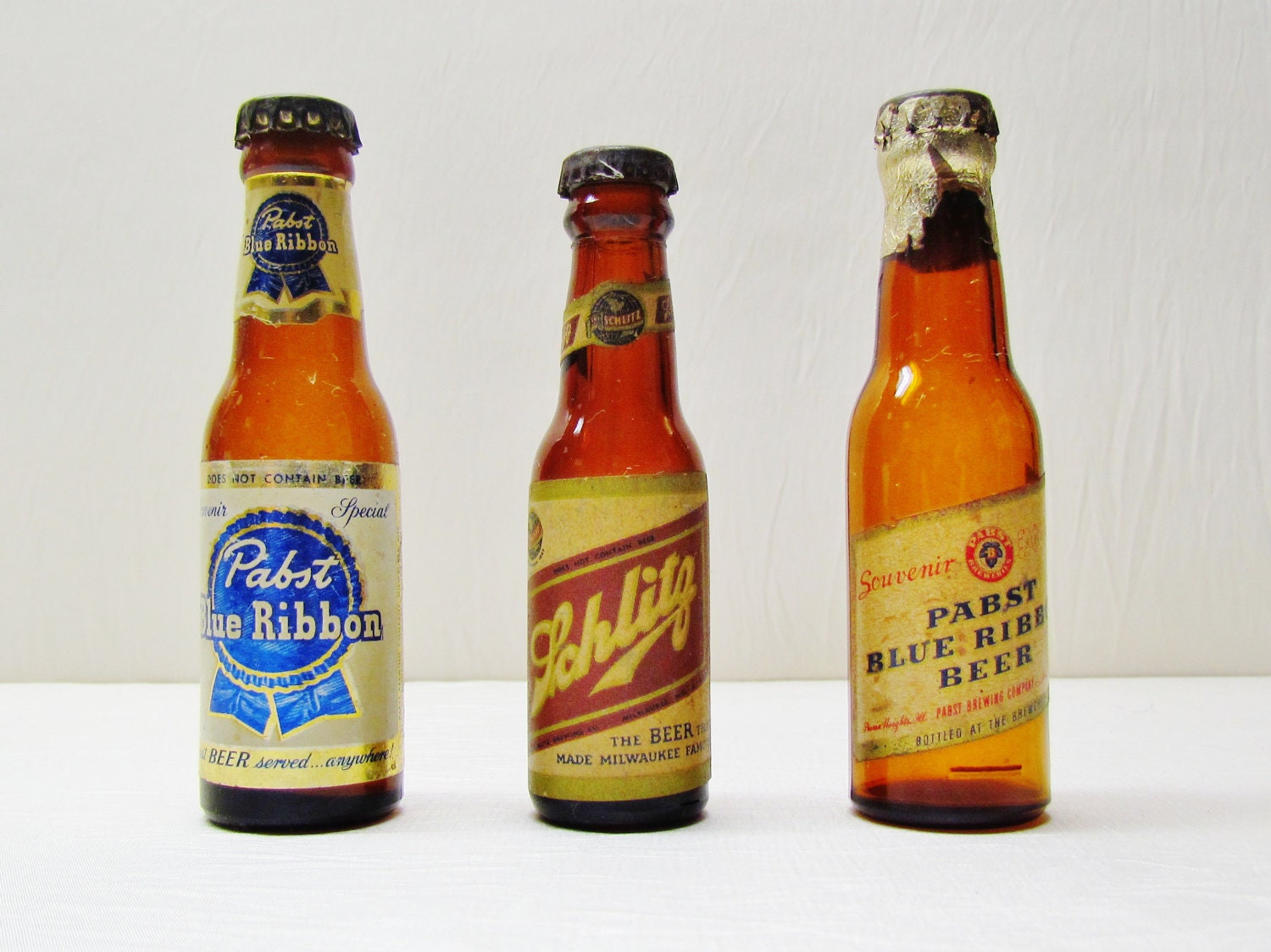 Vintage souvenir miniature beer bottles 3 from c.1960 or