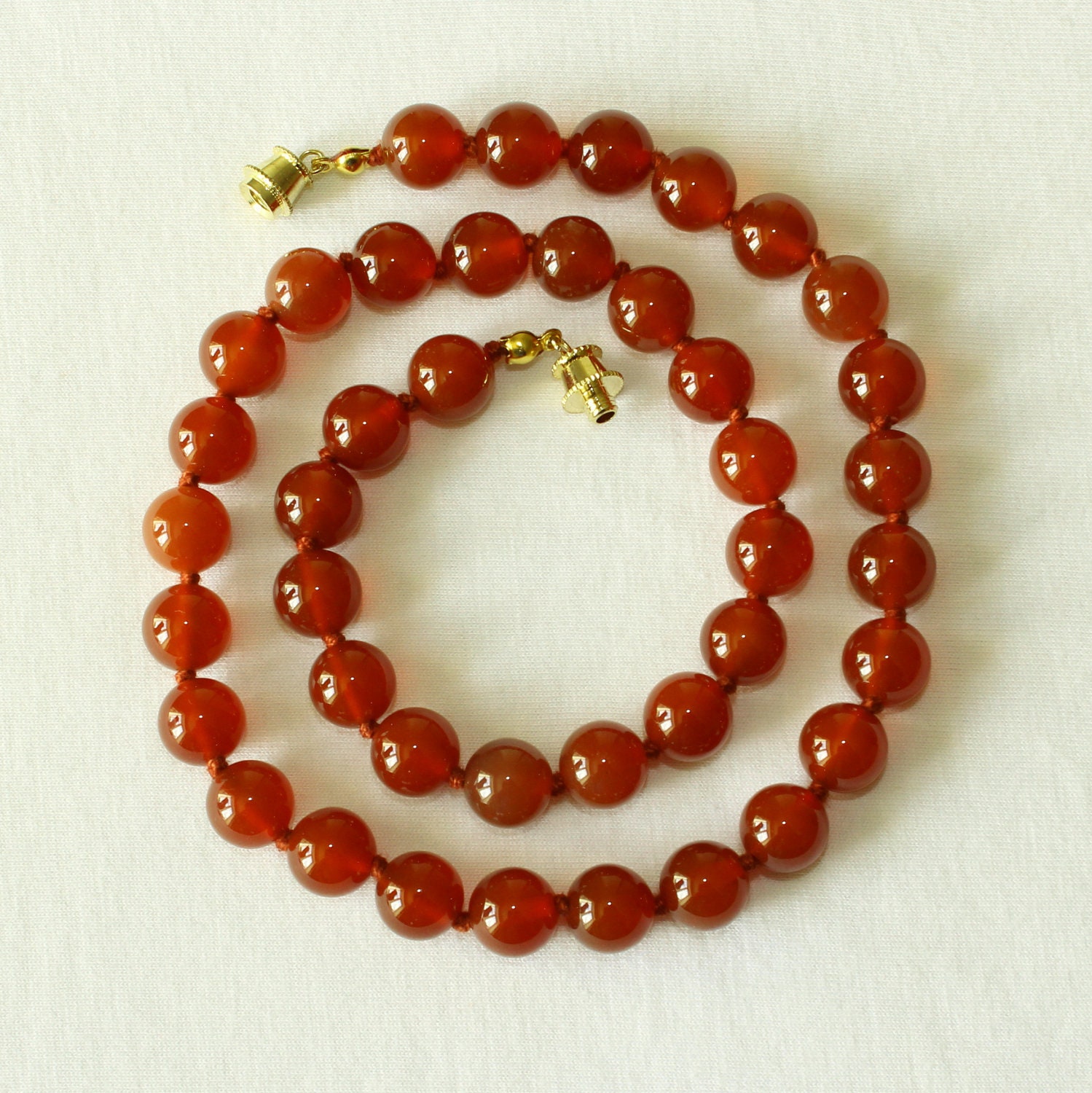 Carnelian Necklace 10mm Carnelian Beads. Grade 'A'