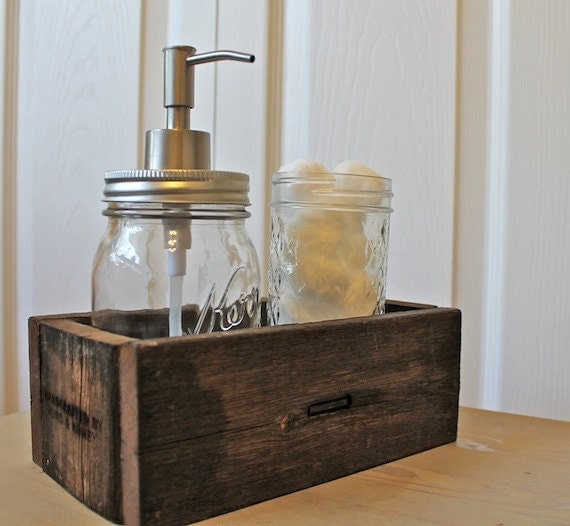 Rustic Reclaimed Wood Caddy desk organizer