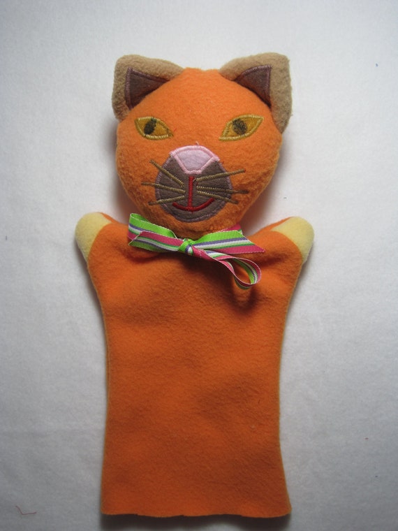 Kitty Cat Hand Puppet Large Soft Handcrafted by PuppetLadyKathleen