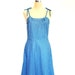 Vintage Gingham Dress. 70's Polyester Dress. Blue and White check. Strappy Dress. Vintage Summer Dress / 70's Sundress.