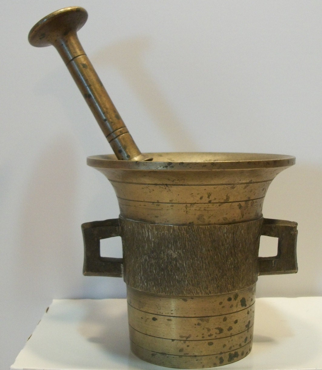 Antique Brass Mortar and Pestle