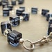Ink Denim Blue Glass Necklace Sparkly Indigo Glass Cubes CRYSTALLIZED Swarovski elements Sterling Silver Hook Clasp by SilverLily Jewellery