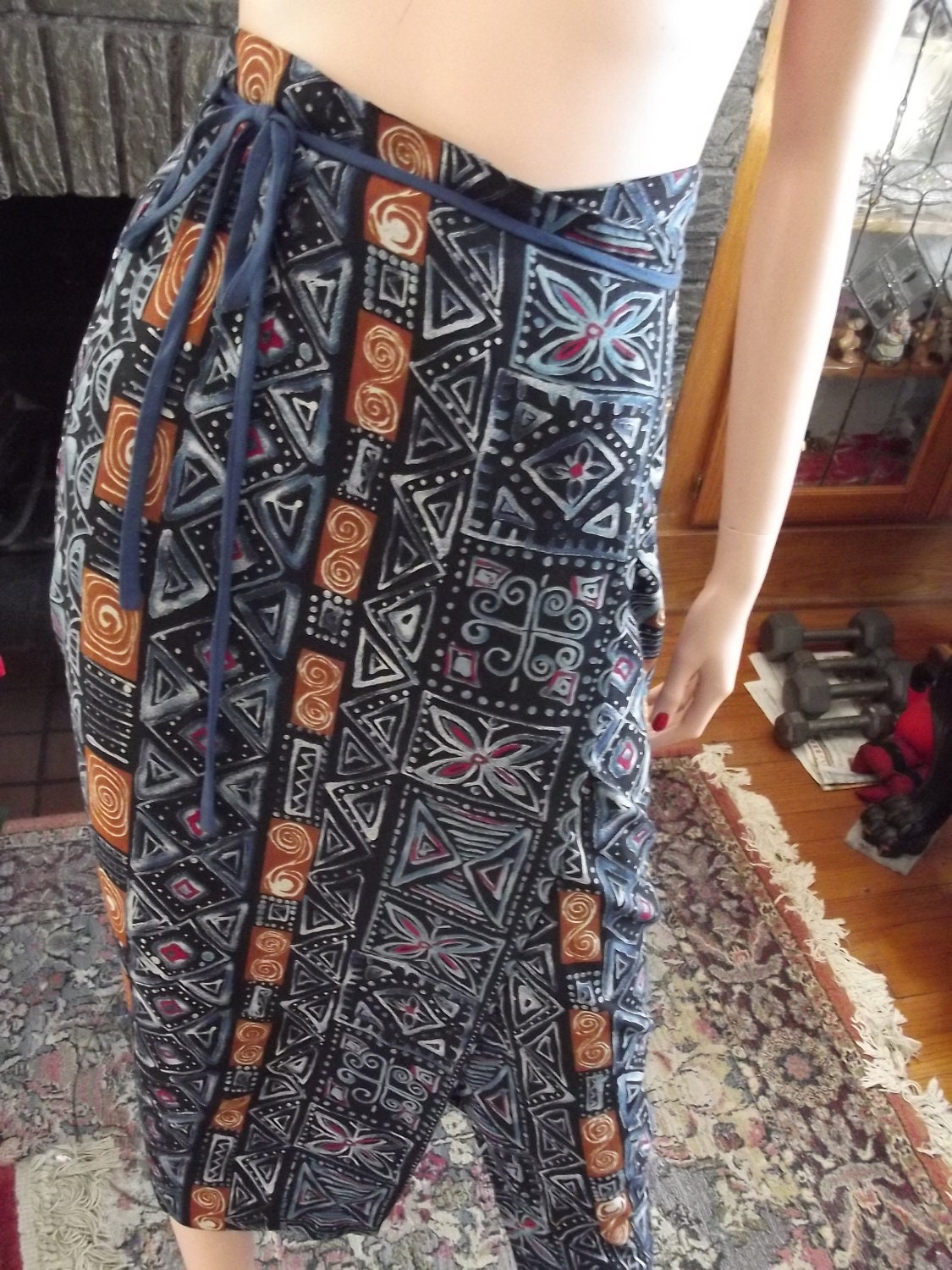 Vintage Hawaiian Skirt Wrap Skirt Style in Raw Nubby Silk
