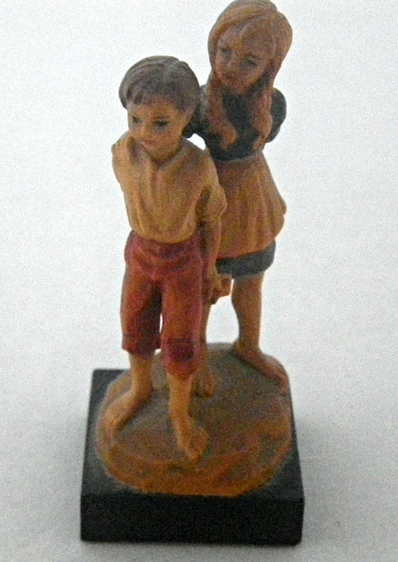 Vintage ANRI Italy Handcarved Wood Figurine of a Peasant Boy