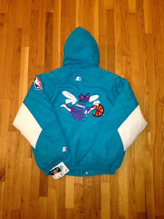 vintage charlotte hornets starter jacket mens size XL