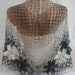 Crocheted gray, white, silver triangle Shawl, Scarf, Christmas,Gift by Arzu's Style