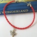 Alice in Wonderland White Rabbit Charm Red Bracelet