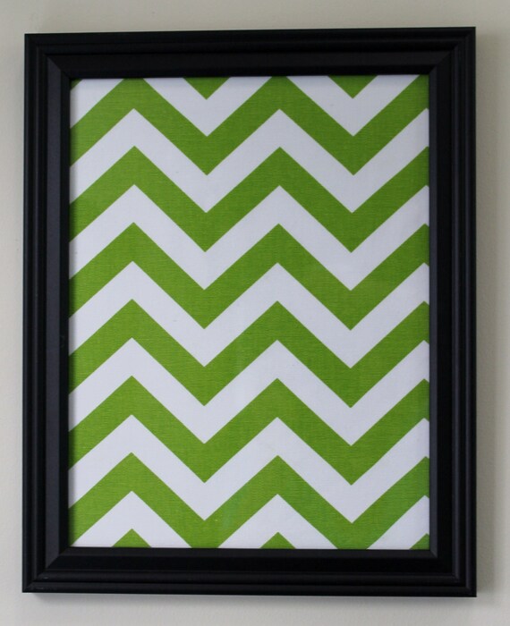 Items similar to Chevron Framed Dry Erase Board Preppy Green & White