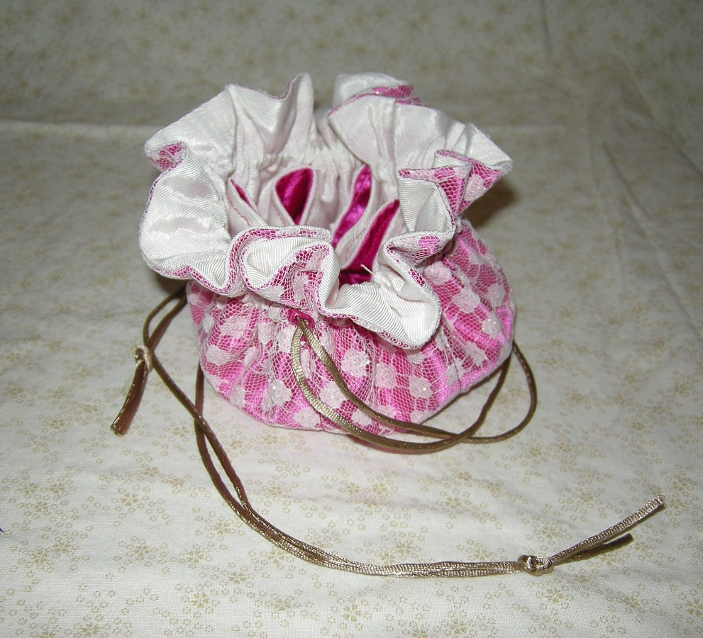 Pink Jewelry Bag or Purse Drawstring Tote Bag Travel