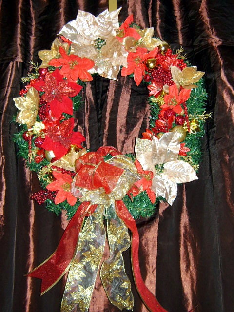 Festive Red and Gold Christmas Wreath