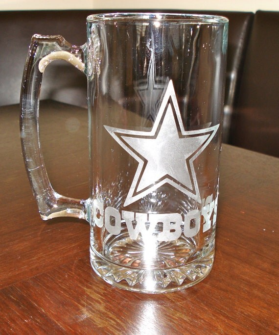 Items similar to Dallas Cowboys Etched Glass Large Beer Mug on Etsy