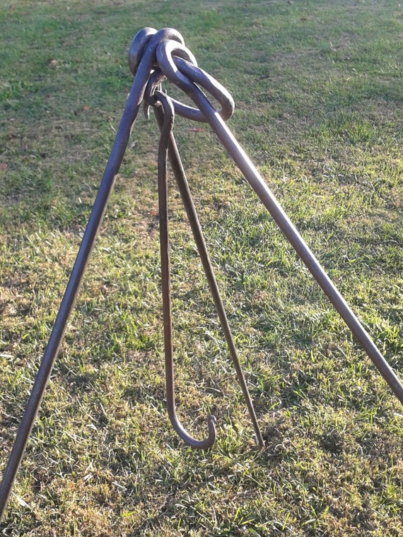 Large Hand Wrought Iron Cooking Tripod Open Fire Cooking