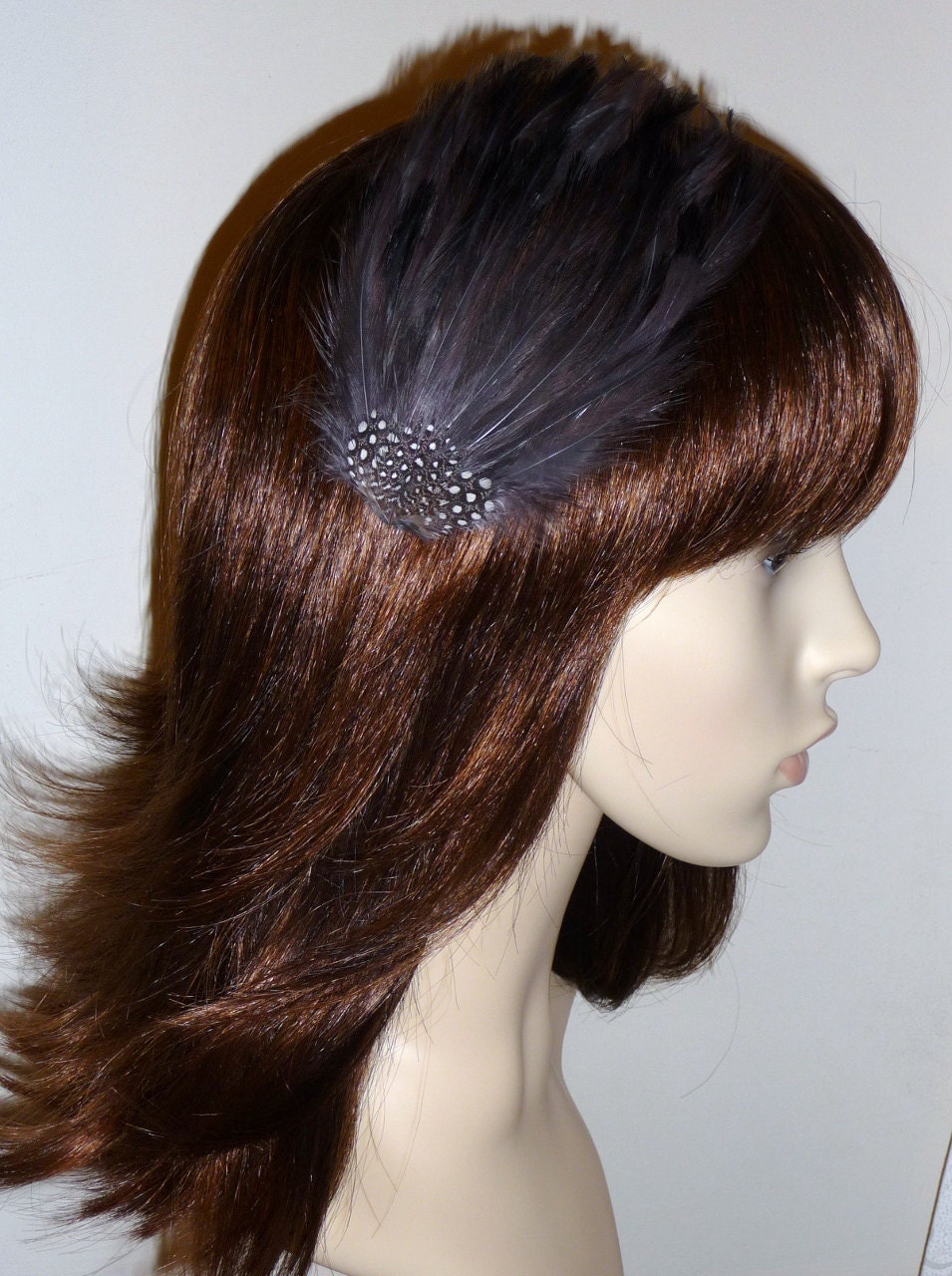 Dark Grey Pewter Feather Fascinator HAIR CLIP Bridesmaids Hair