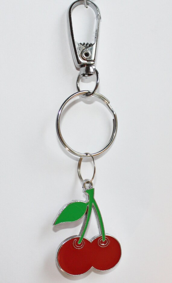 Cherry keychain with lobster clasp by myLittleOslo on Etsy