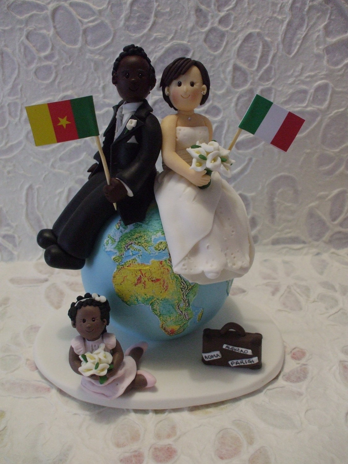 custom travel  family wedding  cake  topper  by Abracadabrakr 