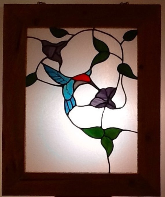 Items similar to Stained Glass Panel Hummingbird on Etsy