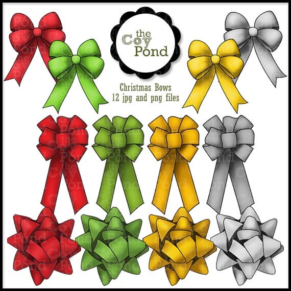 Items similar to INSTANT DOWNLOAD &ndash; Christmas Clip Art &ndash; Bows &ndash; clip