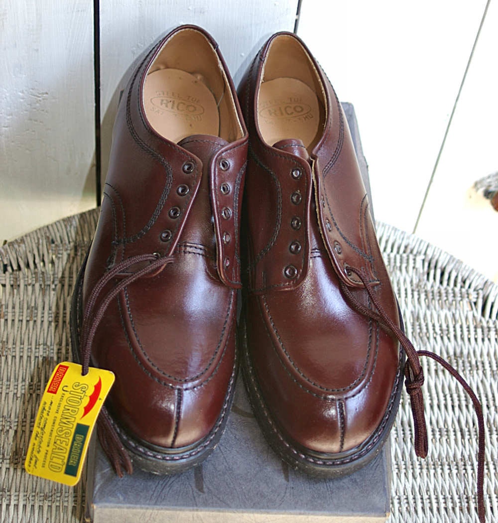 NIB Men’s Safety Shoes Oxfords 7.5D Brown Leather 60s Steel Toe