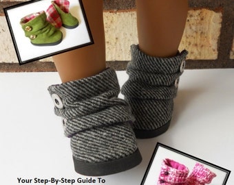 Pixie Faire Miche Designs Slouch Ankle Boots Doll Shoe Pattern for 18 inch American Girl Dolls - PDF