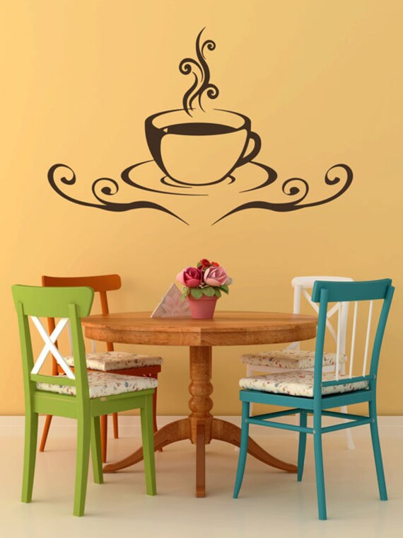 Coffee Cup With Decoration  Wall  Decal Decor  Etsy 