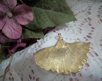 Leaf Pendant Handcrafted Gold Gilt Leaf Artistic Nature Inspired Vintage Fashion Jewelry Accessory