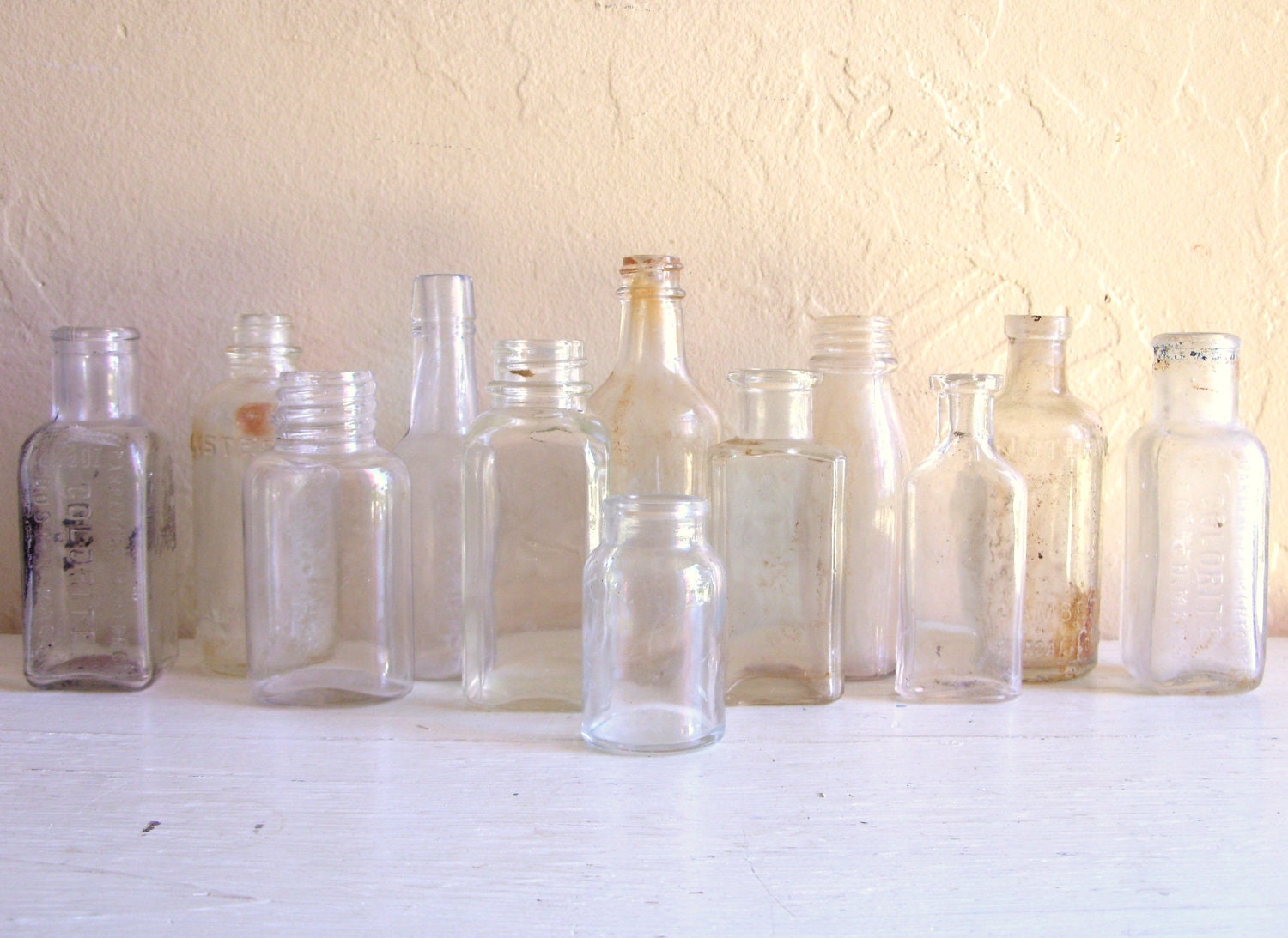 Download Vintage Antique Clear Glass Bottles Small Wedding Vases