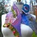Felted SCARF WRAP Neck Warmer with tassels and silk flowers