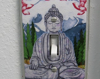 Buddha light switch plate cover spiritual peaceful art buddah statue