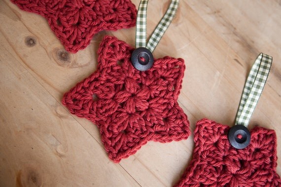 Crochet Christmas Star Set of 3 Christmas Ornament by 