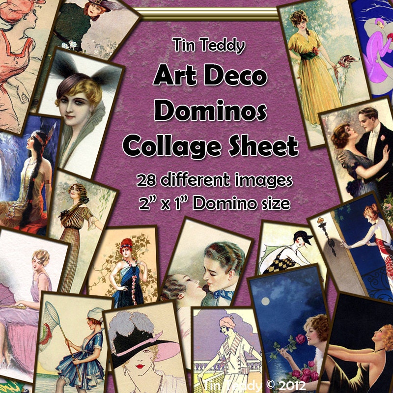 Download Art Deco Vintage Digital Collage Sheet 2 x 1