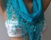 Super  elegant  scarf  Cotton and soft   blue scarf