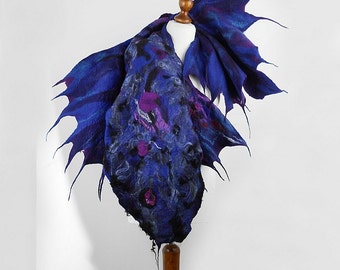 Felted Scarf Nunofelt scarf Fish Scarf Art Wrap SIAMESE FIGHTING FISH Scarf Art Shawl Nuno felt Artistic Scarves wearable art Fiber Art