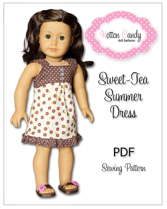 american girl dress dolls patterns for Sweet Tea Summer  ePattern Inch  18 Dress Girl Doll American Clothes