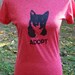 Sale!Large-original Rescue cat Adopt logo Womens t shirt RED blend jersey. Portion of proceeds donated to local rescue