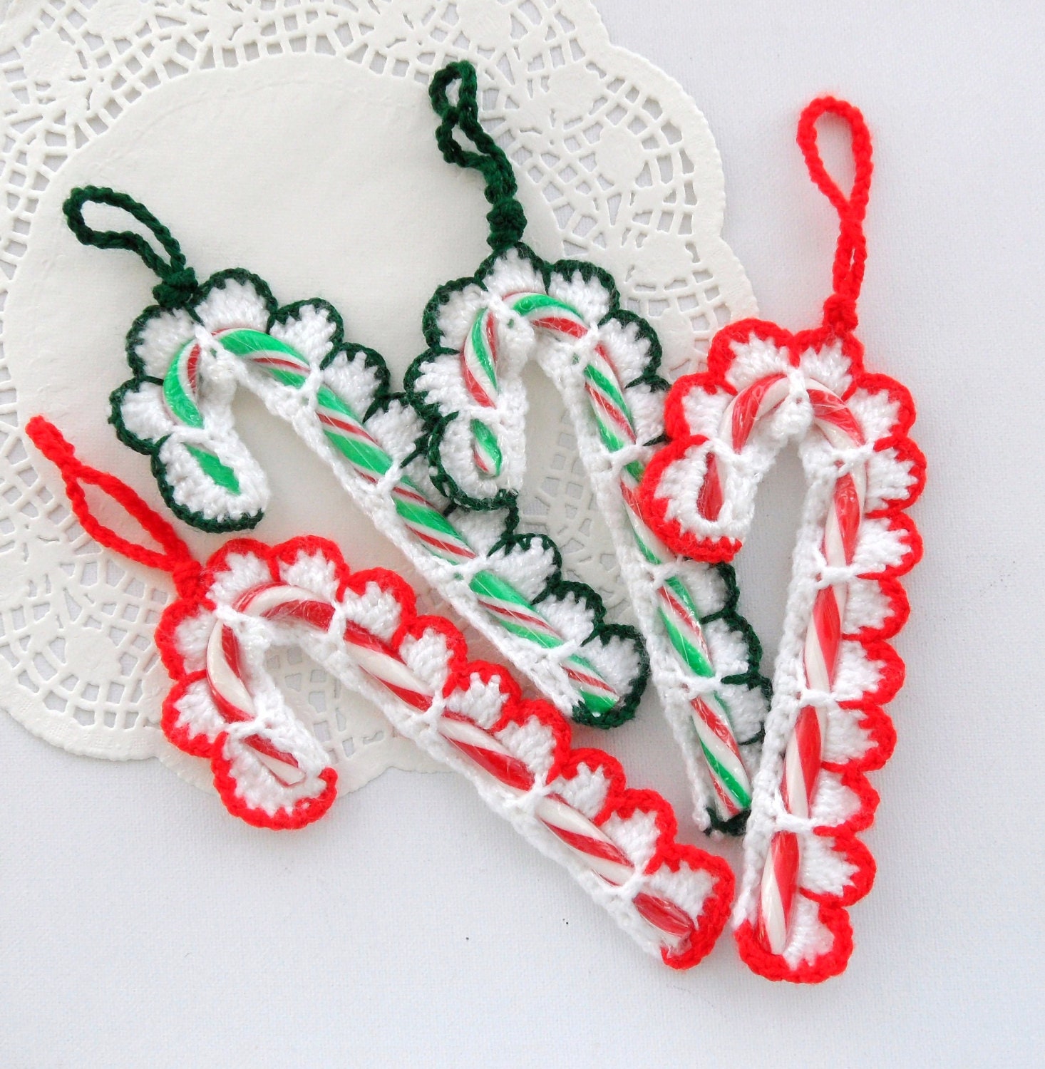 Crochet Christmas Tree Decorations Holiday Ornaments Candy