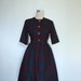 Burgundy plaid 1950s dress. VINTAGE. Full skirt dress. UK 12 / US 10