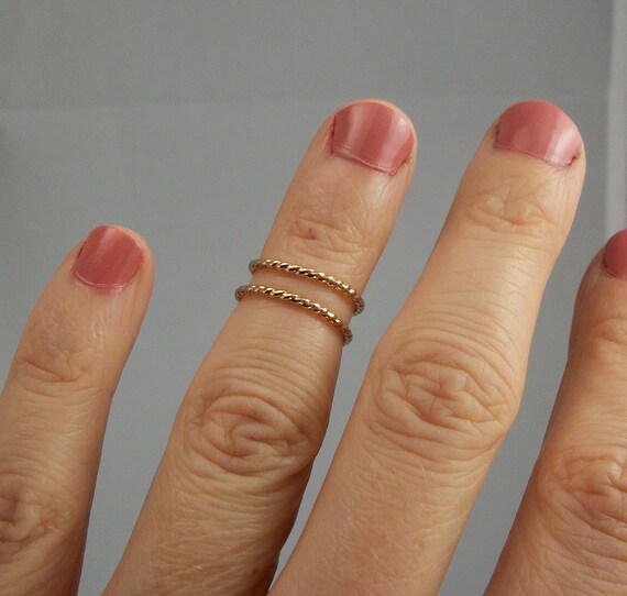 Two 14k Gold Fill Upper Finger Ring Stacking Rings