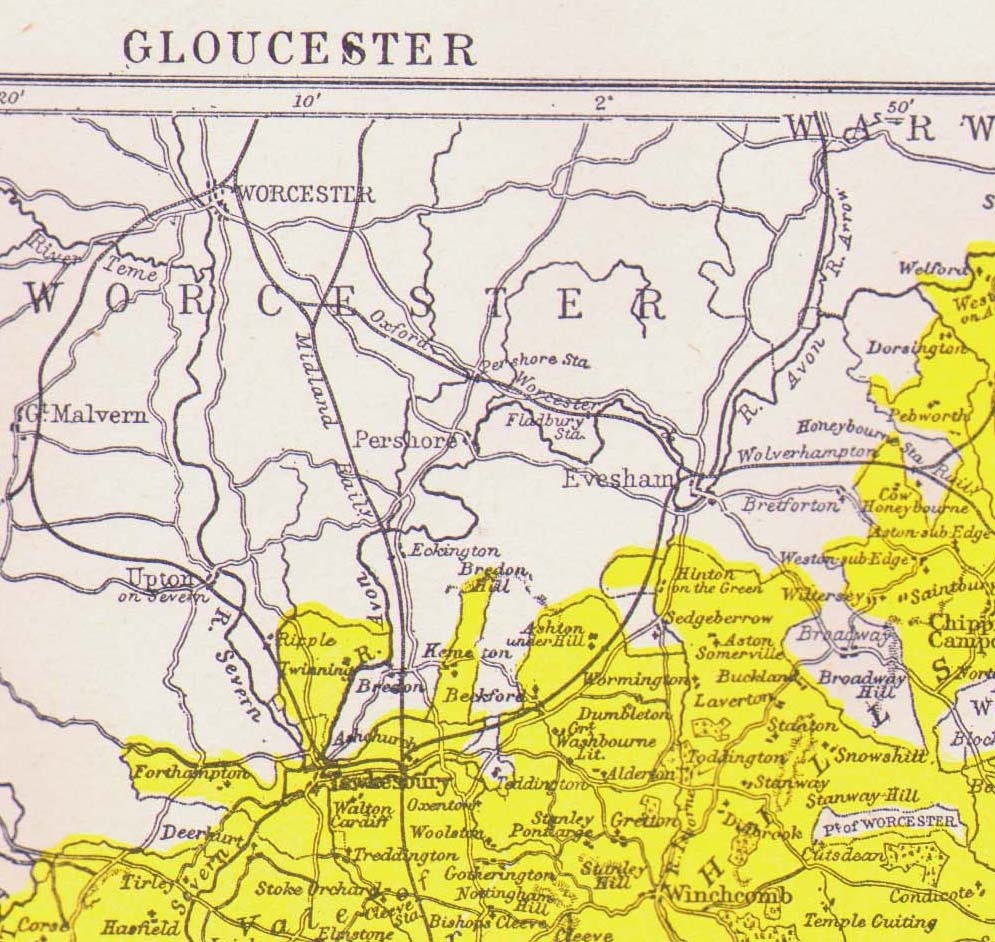 Gloucester County England Map Antique Copper Engraving Vintage