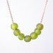 Peridot Recycled Glass Necklace - recycled glass beads - vintage chain - Eco Friendly - August Birthstone Color