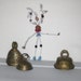 Wire Woman -- Indiana -- White Legs and Arms with Blue Skirt-- Beaded Wire Woman with Crazy Hair