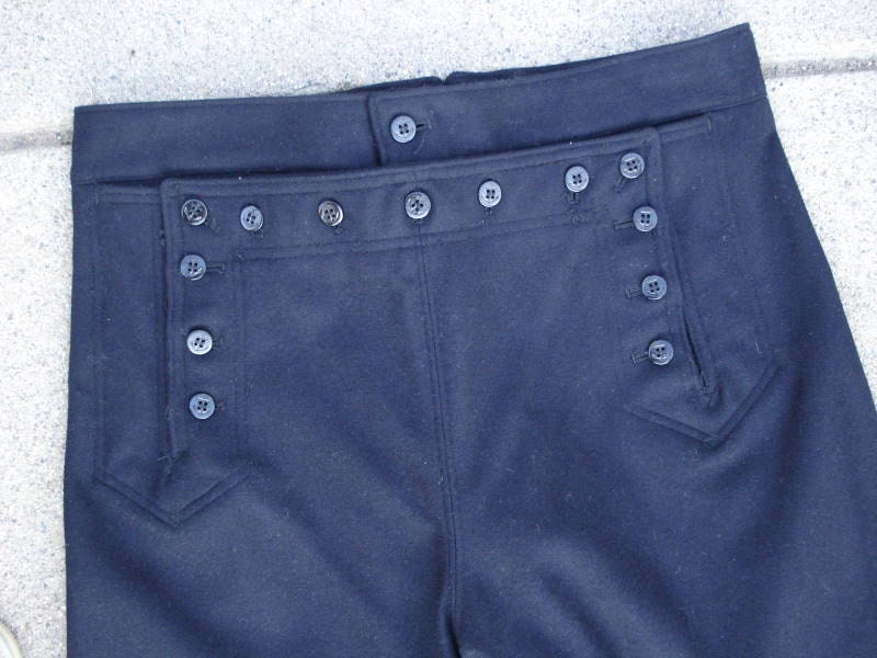 1970s Navy Blue U.S. Navy Seamans Wool Pants 13 Buttons Flap