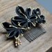 Black Leaves. Momiji (Maple Leaf) Tsumami Kanzashi. Hair Pin on Comb.RESERVED custom order